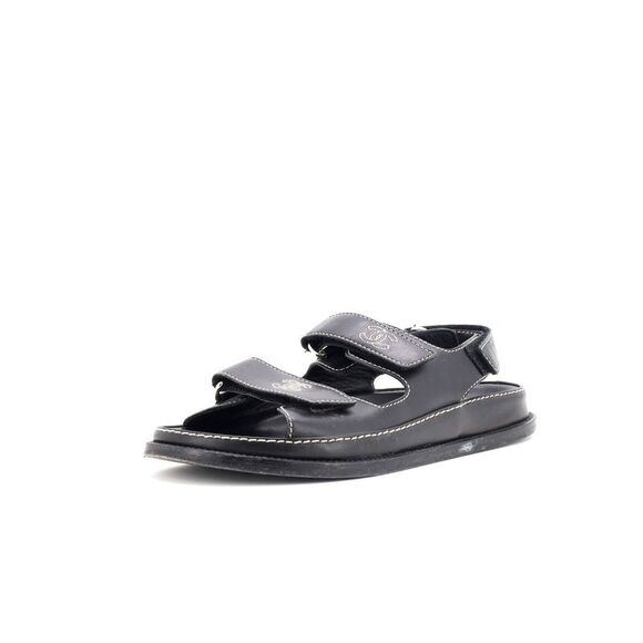 Chanel Women's Velcro Dad Sandals Leather Black - Main Image
